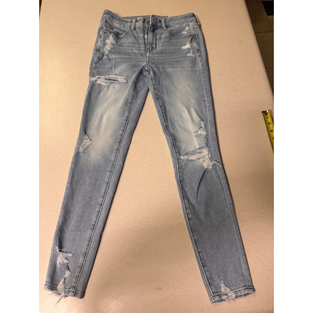 American Eagle Dream Jean High Waisted Distressed Skinny Jeggings Light Wash 4R